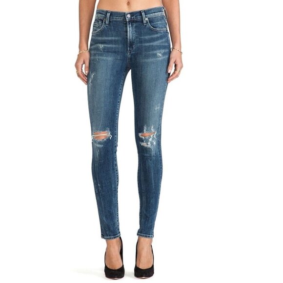 Citizens of Humanity Rocket High Rise Skinny Jean Indie Blue Distressed Size 28 - Picture 1 of 3